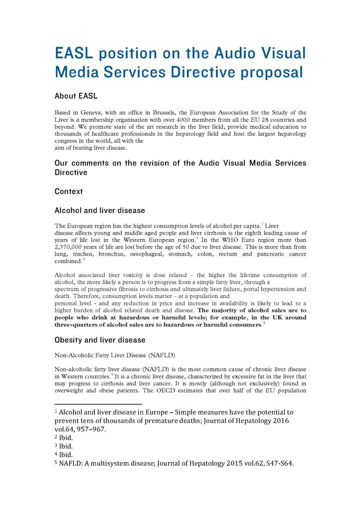 EASL position paper on the Audio Visual Media Services Directive proposal - EASL-The Home of ...
